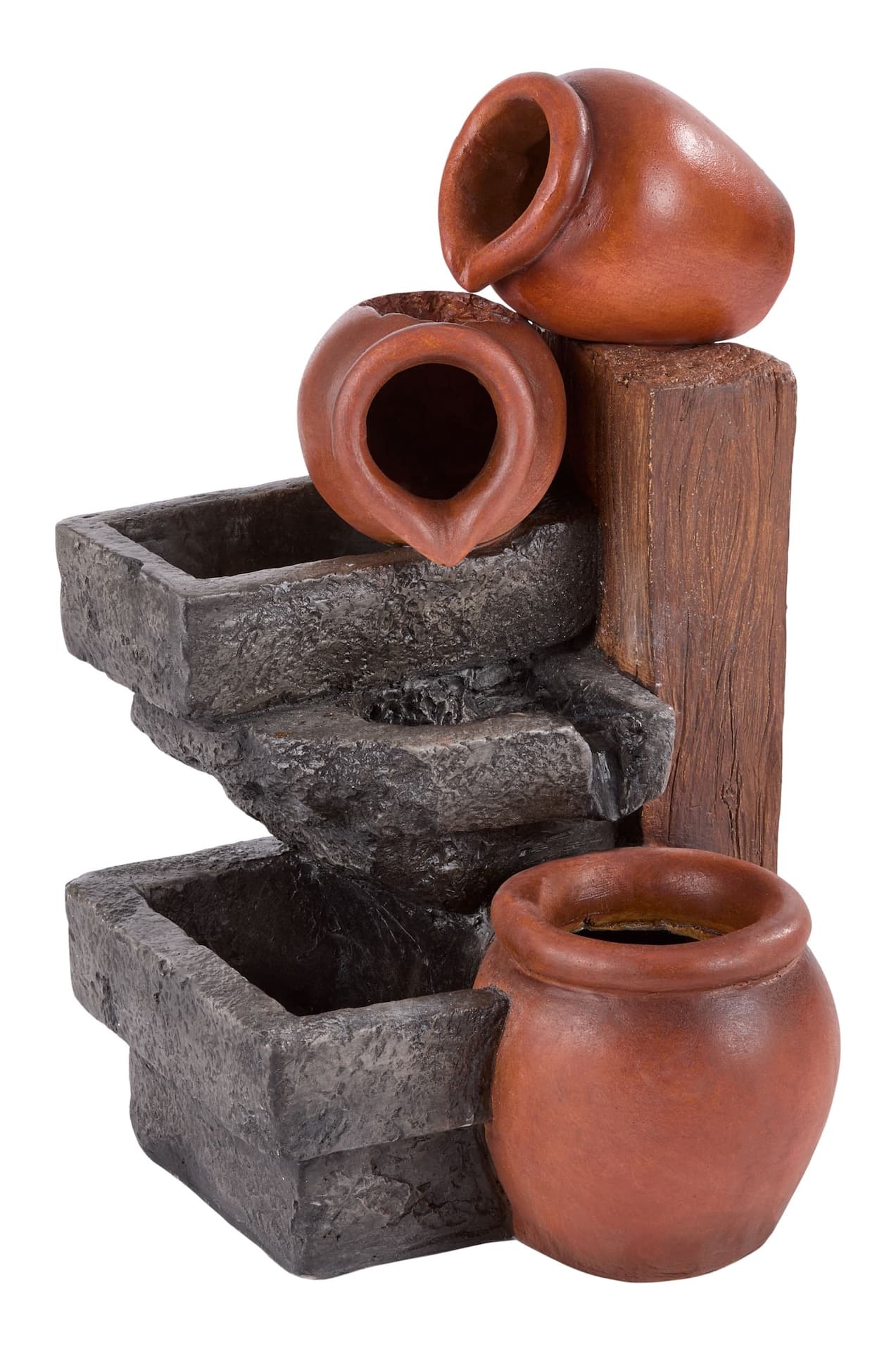 FOR LIVING Outdoor Cascading Rock Fountain with Pitchers, 58-cm