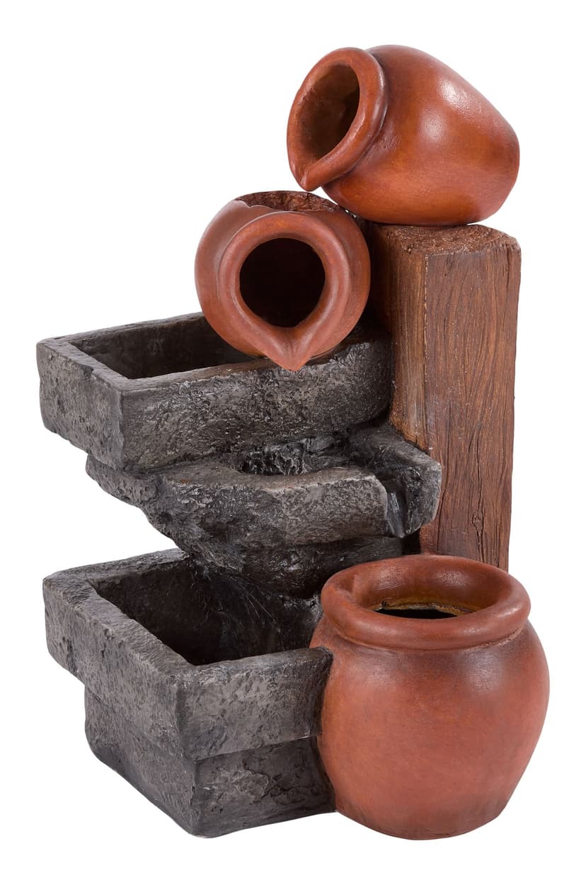 FOR LIVING Outdoor Cascading Rock Fountain with Pitchers, 58-cm