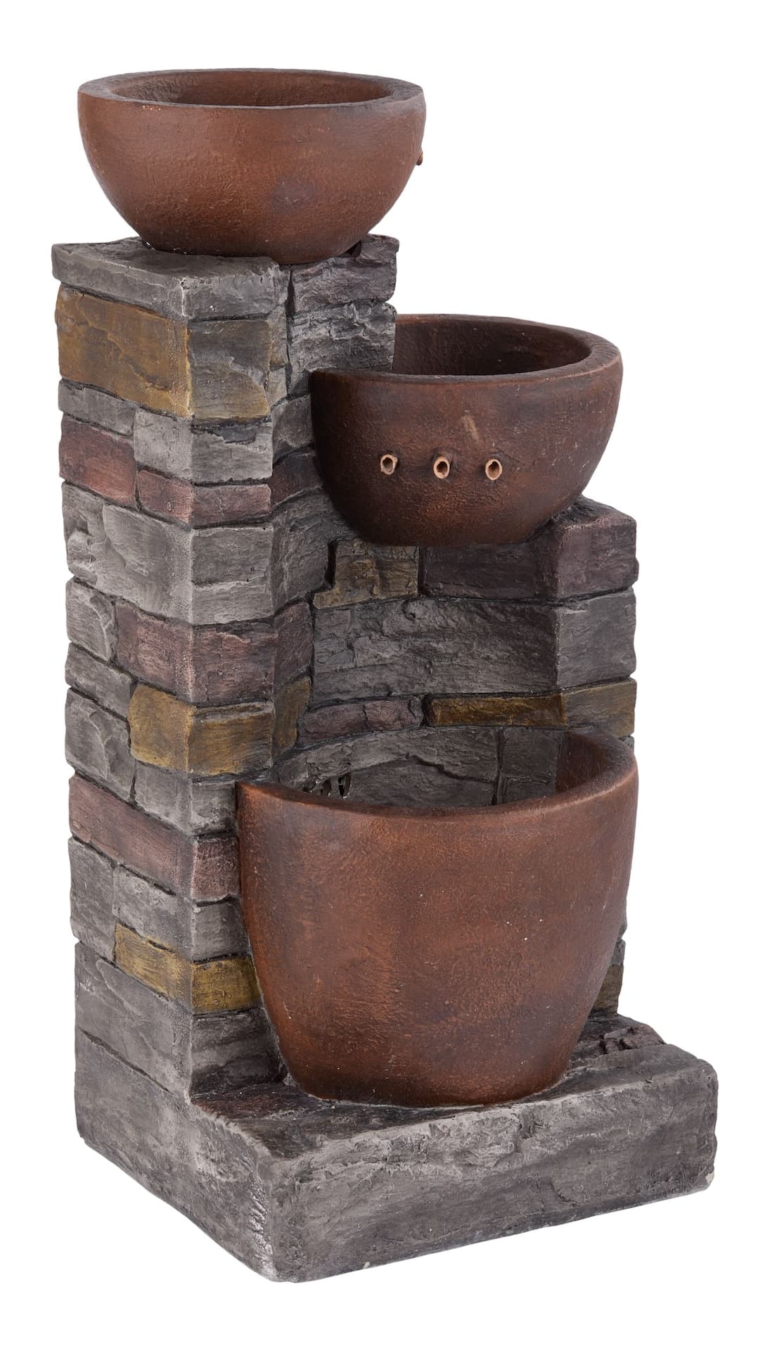 FOR LIVING Outdoor Cascading Rock Fountain with 3 Basins, 89-cm