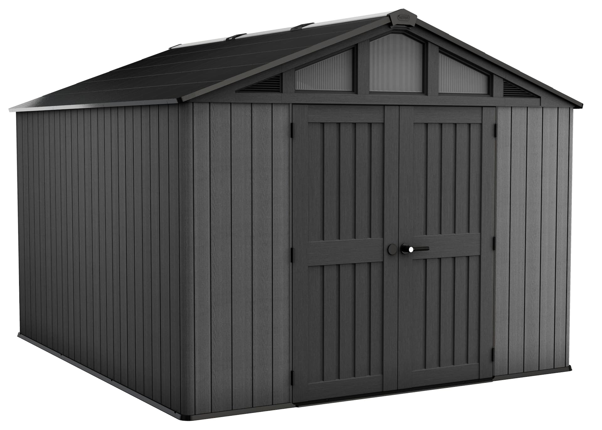 Keter Apex Resin 2-Door Outdoor Storage Shed with Full Length Skylight, Grey, 10-ft x 11.5-ft