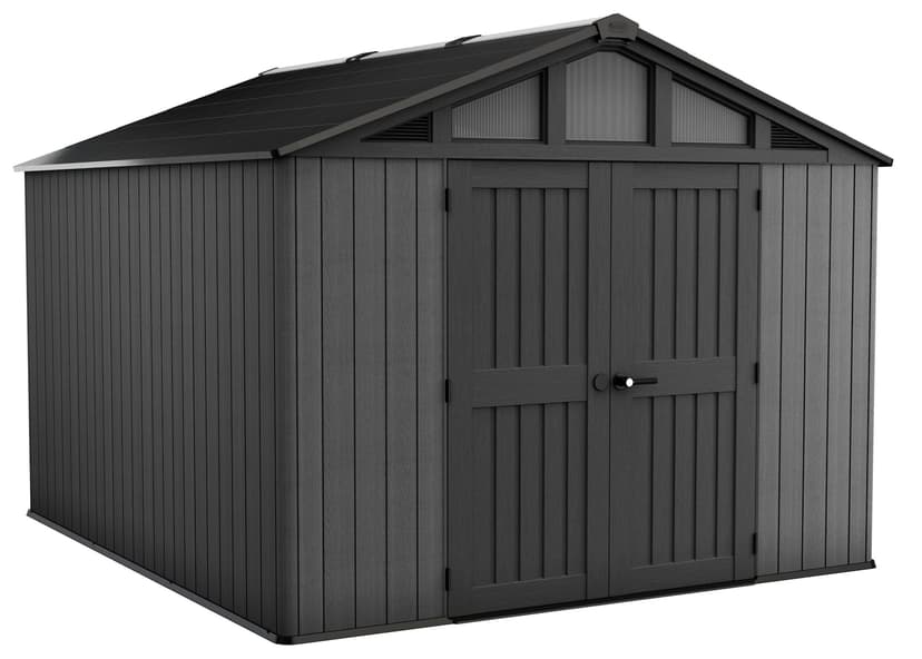 Keter Apex Resin 2-Door Outdoor Storage Shed with Full Length Skylight, Grey, 10-ft x 11.5-ft