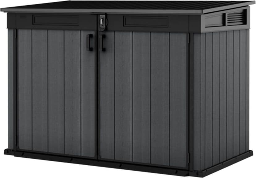 Keter Cortina Mega Horizontal 2-Door Resin Outdoor Storage Shed with Built-In Ventilation & Open Roof/Lid, Grey, 533-Gal