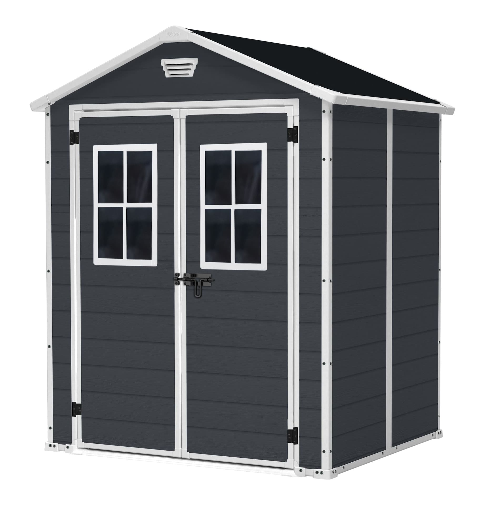 Keter Manor Resin Outdoor Storage Shed with Fixed Window, Grey, 6-ft x 5-ft