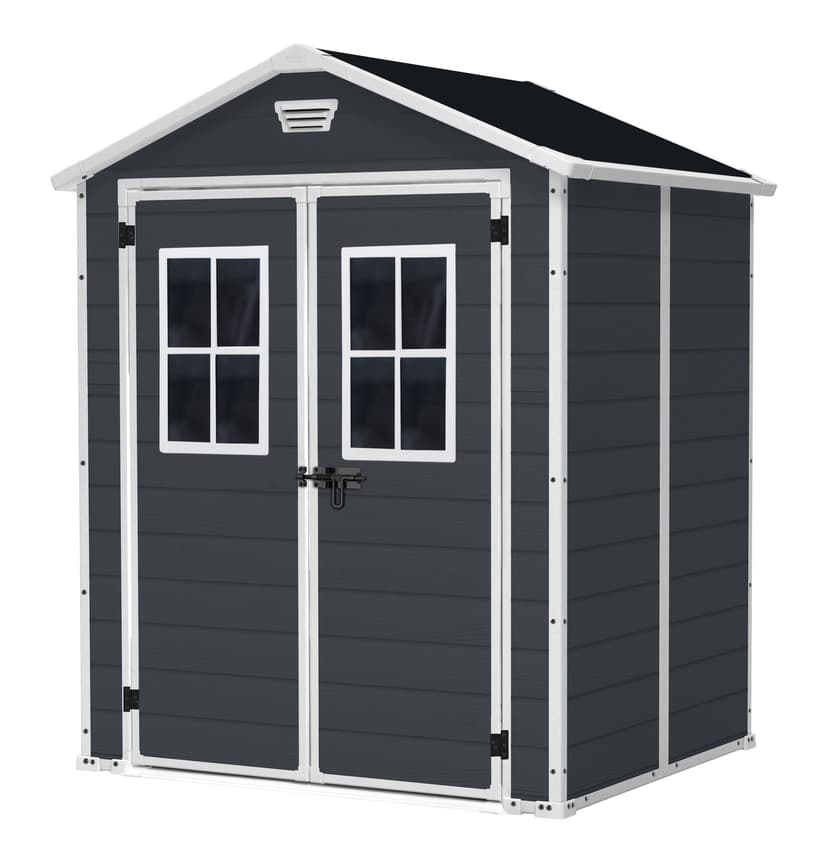 Keter Manor Resin Outdoor Storage Shed with Fixed Window, Grey, 6-ft x 5-ft