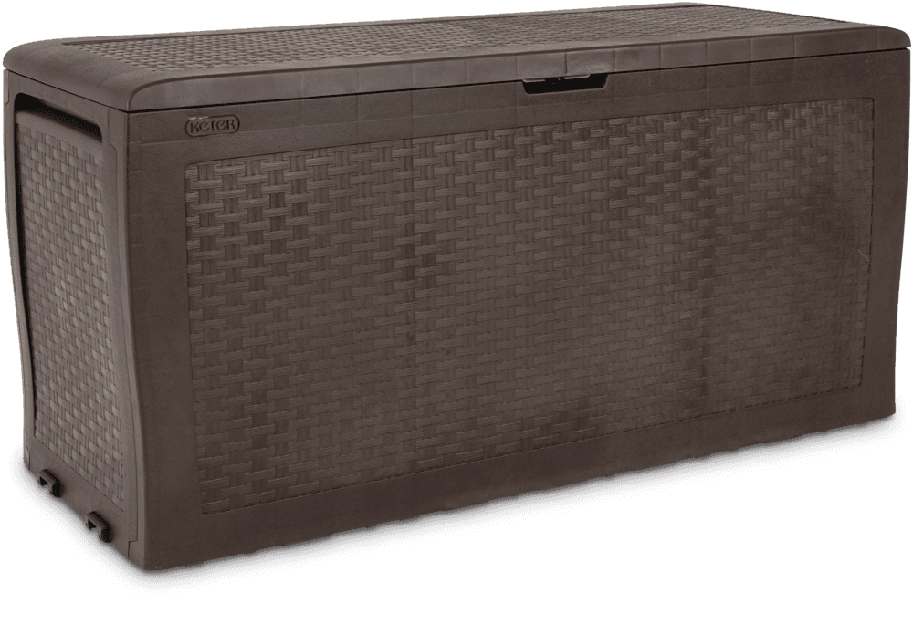 Keter Samoa Outdoor Storage Deck Box, Rattan Style, Brown, 71-Gal