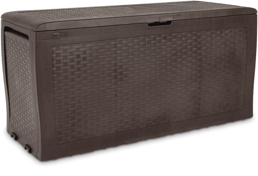 Keter Samoa Outdoor Storage Deck Box, Rattan Style, Brown, 71-Gal