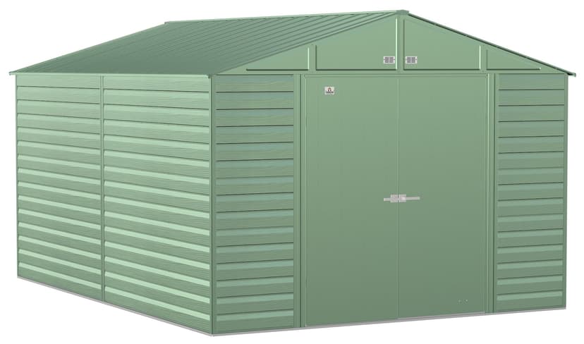 Arrow Select Galvanized Steel Storage Shed, Sage Green, 10-ft x 14-ft