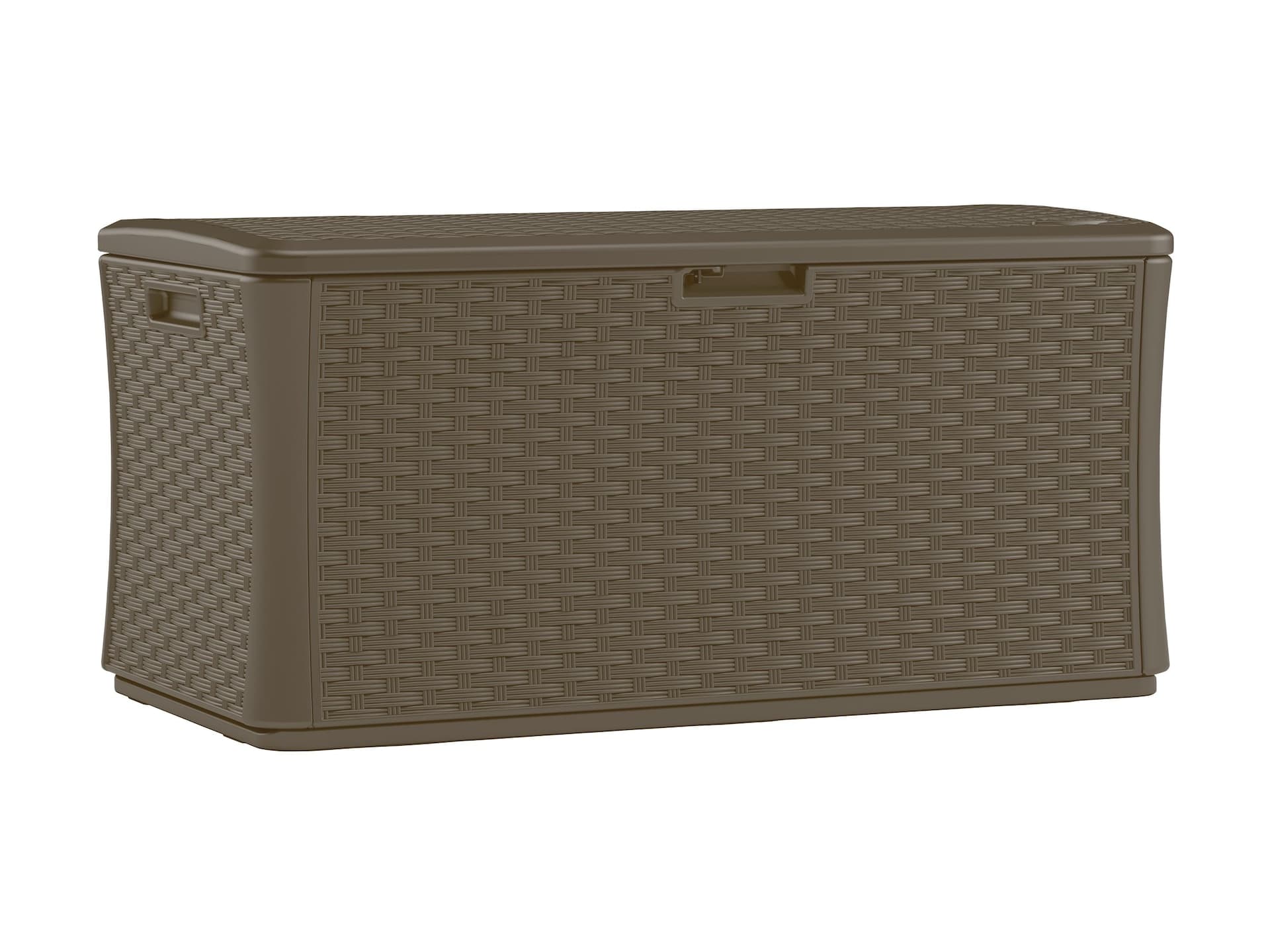 Suncast 134-Gal Extra-Large Java Wicker Deck Box, 300-lb Capacity