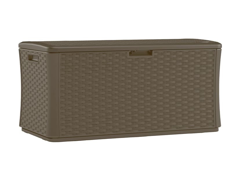 Suncast 134-Gal Extra-Large Java Wicker Deck Box, 300-lb Capacity