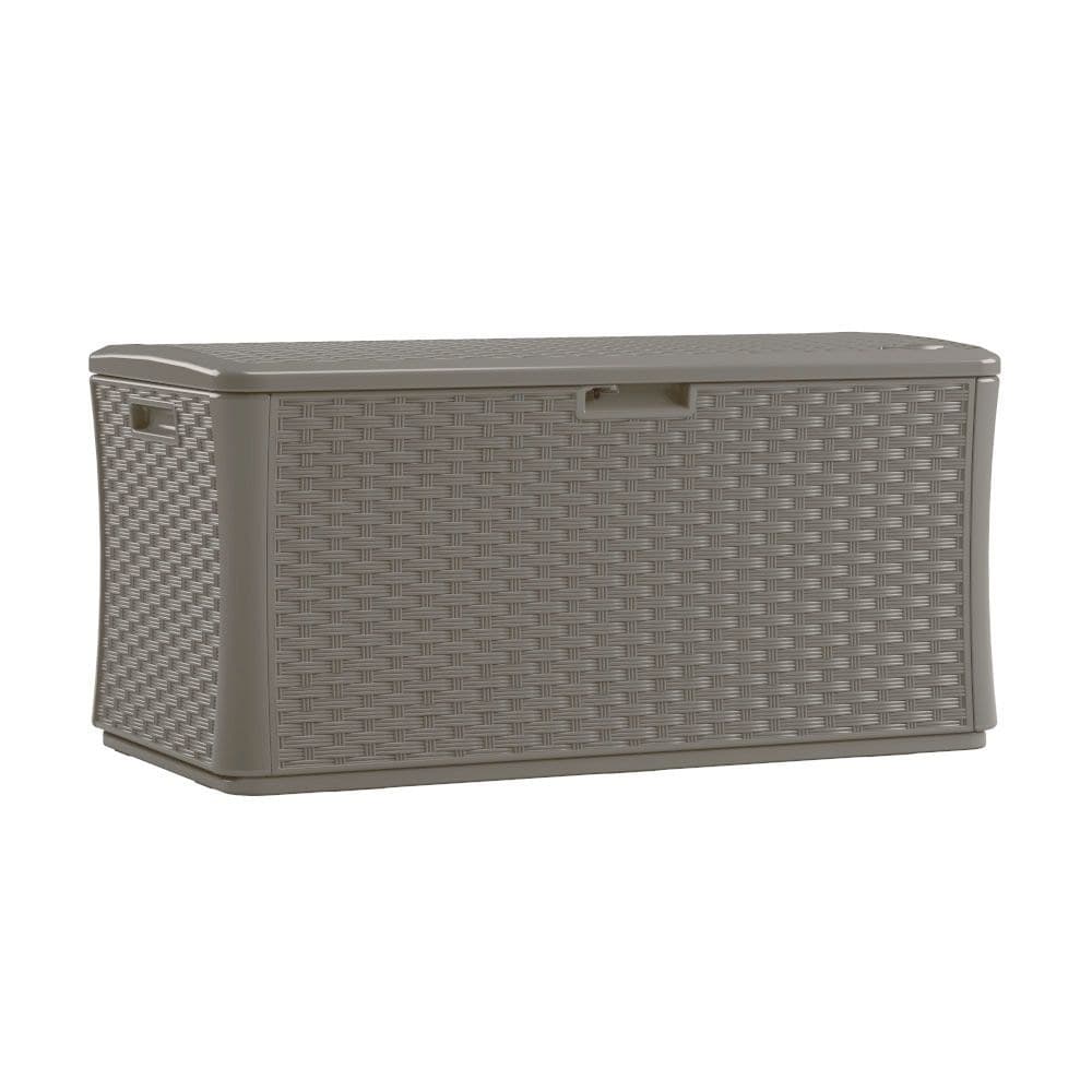 Suncast 134-Gal Extra-Large Stoney Wicker Deck Box, 300-lb Capacity