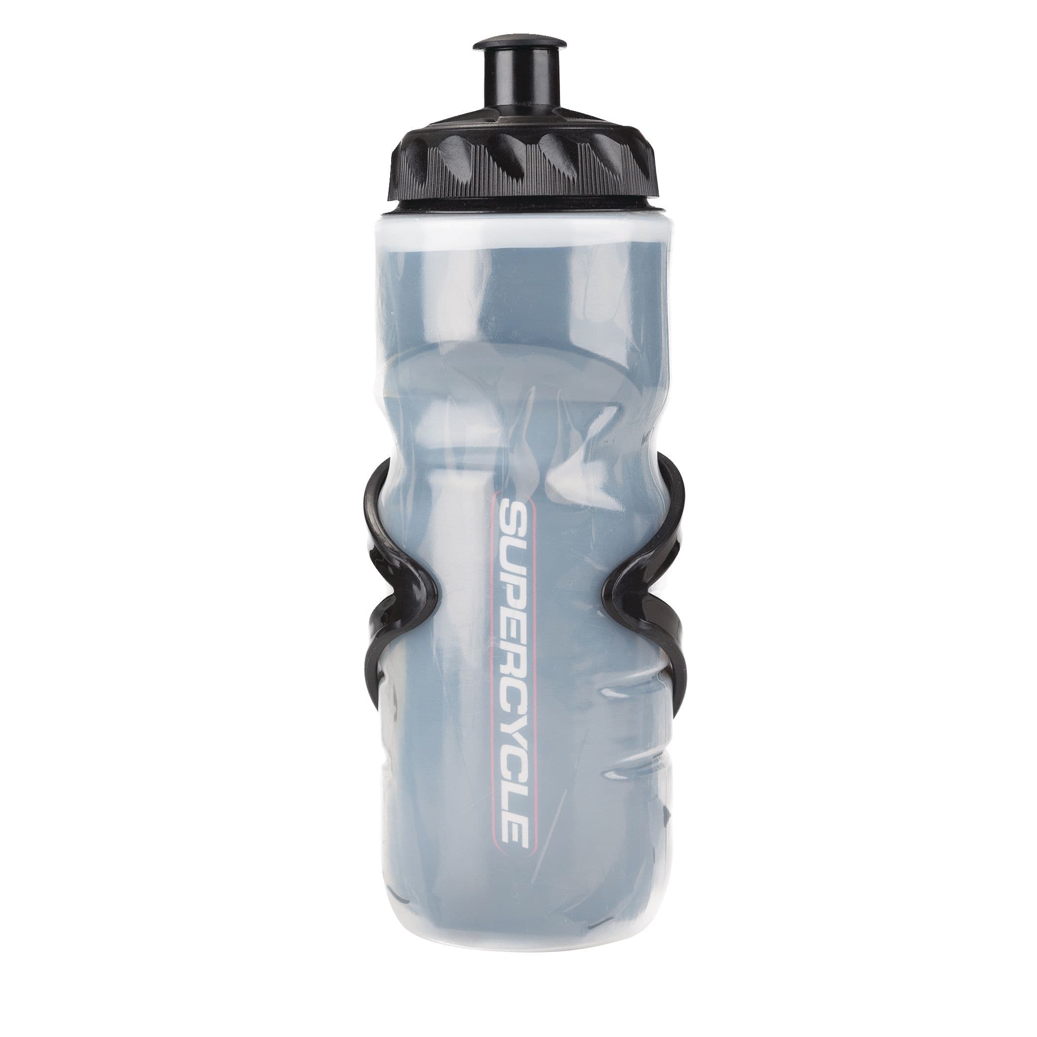Supercycle Insulated Large Neck Bike Water Bottle w/Cage/Holder, BPA Free, Silver