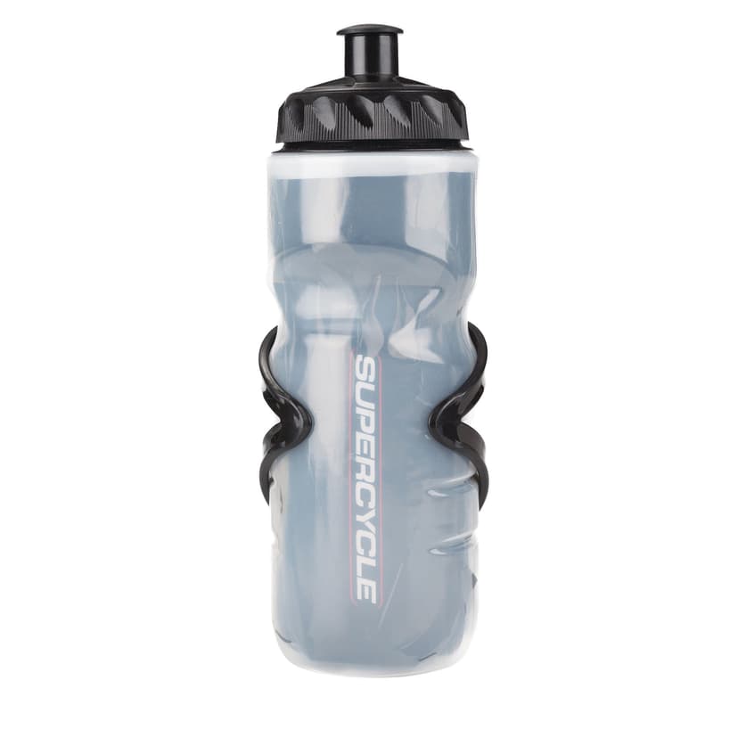 Supercycle Insulated Large Neck Bike Water Bottle w/Cage/Holder, BPA Free, Silver