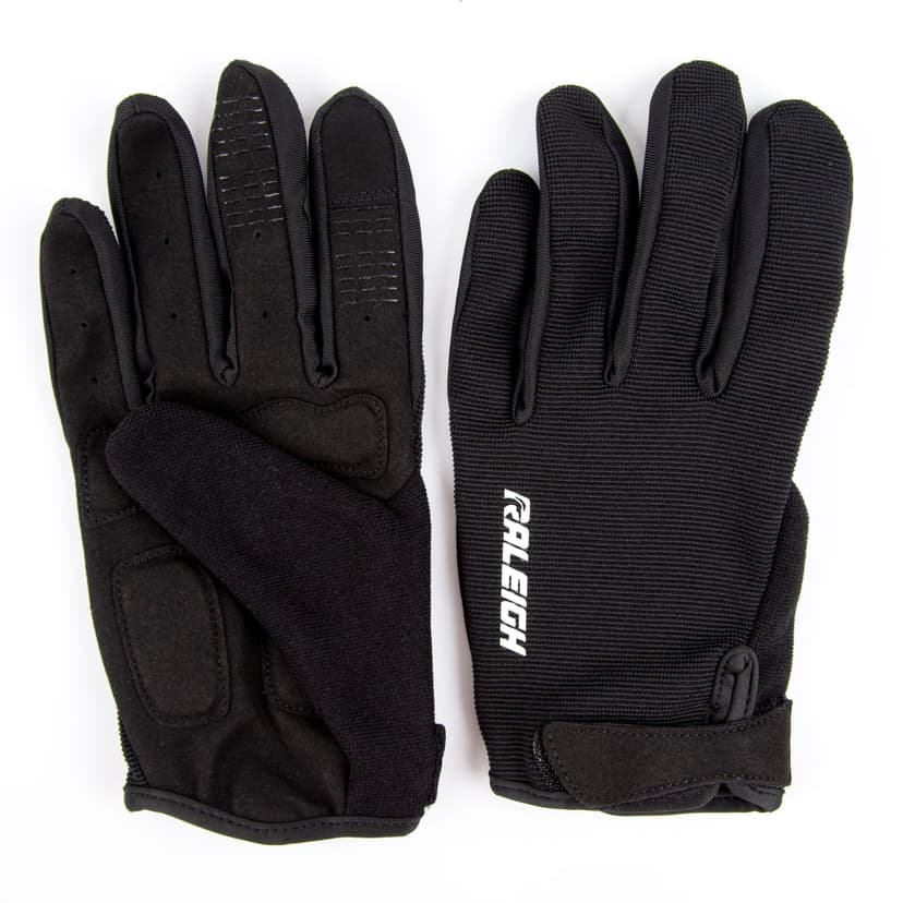 Raleigh Full Finger Padded Cycling Gloves, Black, S/M