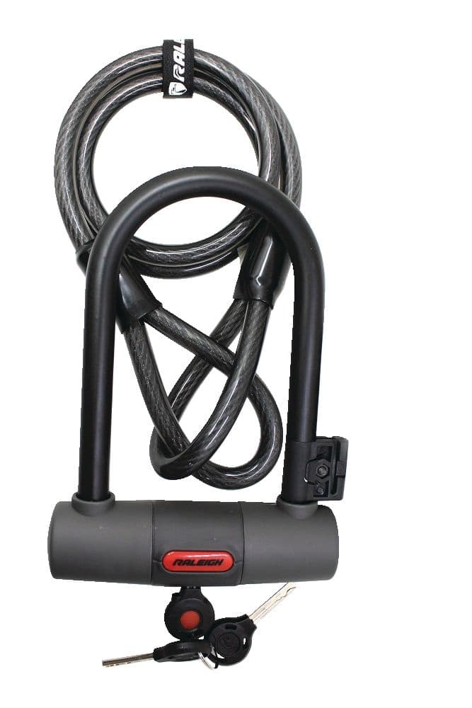 Raleigh Key Bike U-Lock Combo, 7-in, Steel, Grey