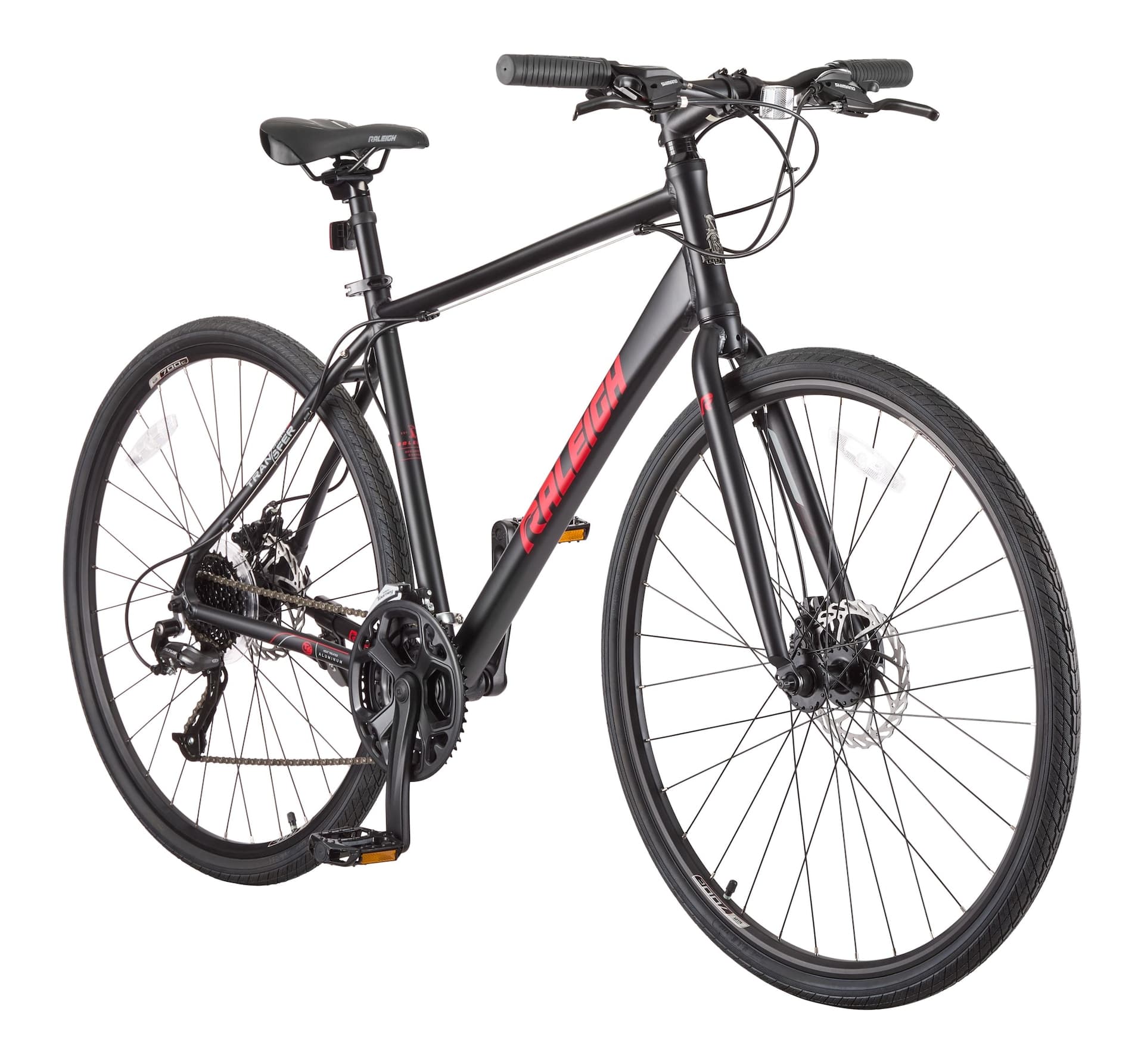 Raleigh Aura Fitness Bike with 24-Speed Shimano Shifting System, 700-C, Black
