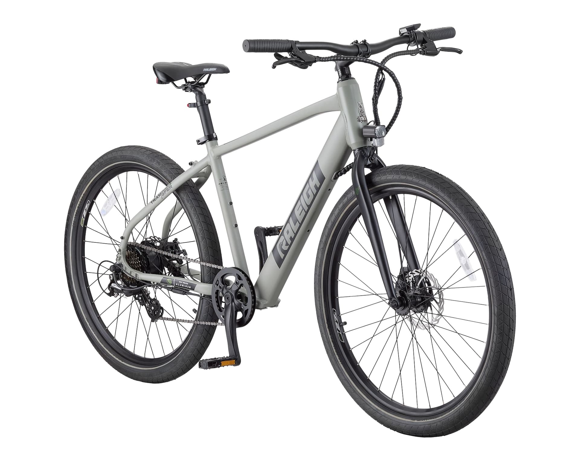 Raleigh Transit Urban Electric Bike with 7-Speed Microshift Shifting System, 27.5-in, Grey