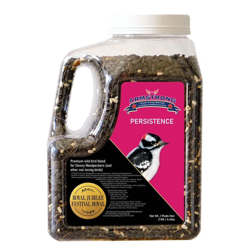 Armstrong Royal Jubilee Persistence Premium Wild Bird Food Blend Jug for Downy Woodpeckers, 2-kg