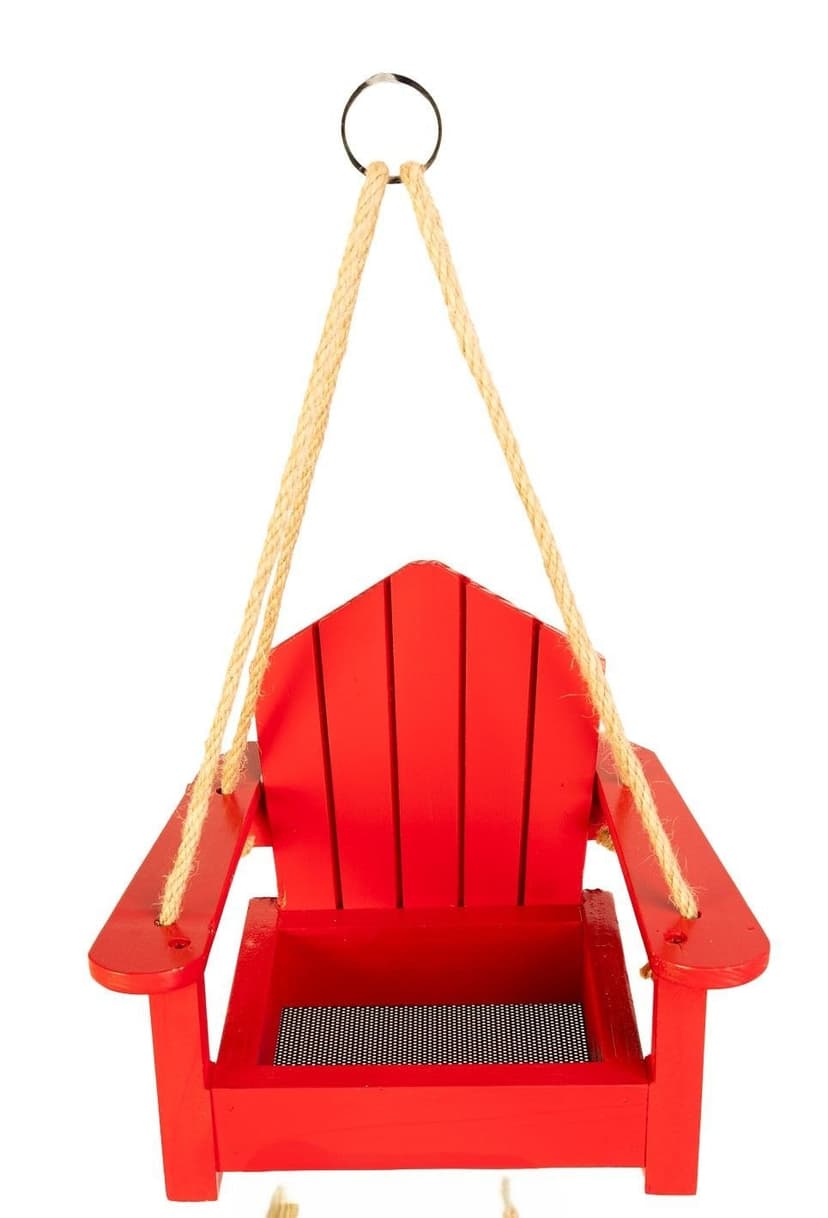 Muskoka Red Hanging Wooden Chair Bird Feeder, 1-Cup Capacity