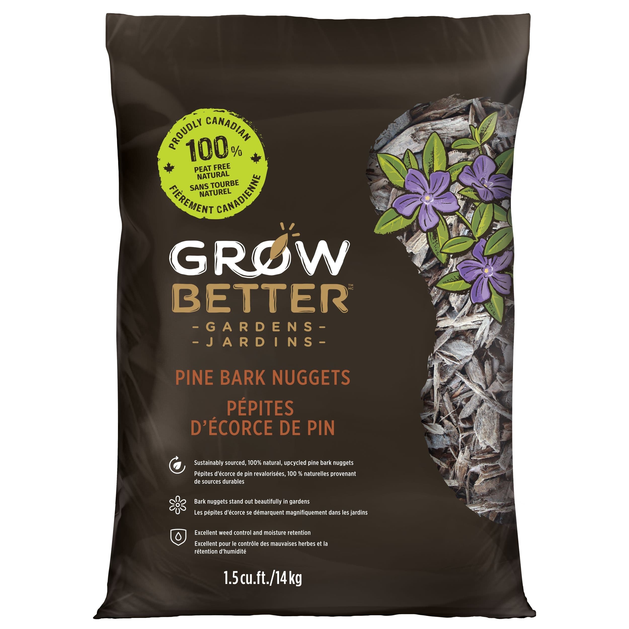 GrowBetter Gardens Pine Bark Nugget Mulch, 1.5-cu-ft
