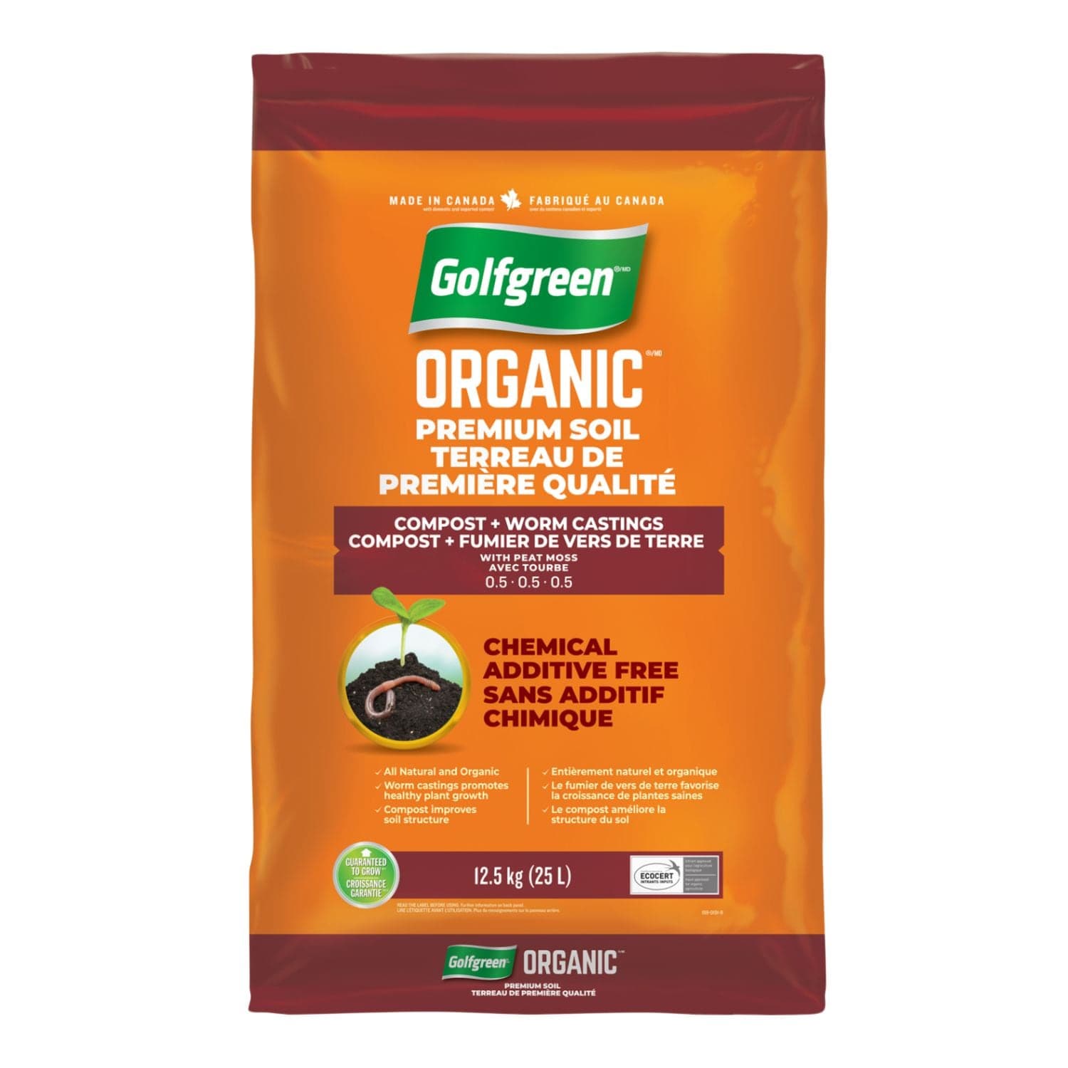 Golfgreen Organic Soil Enhancer, Compost + Worm Castings, 12.5-kg