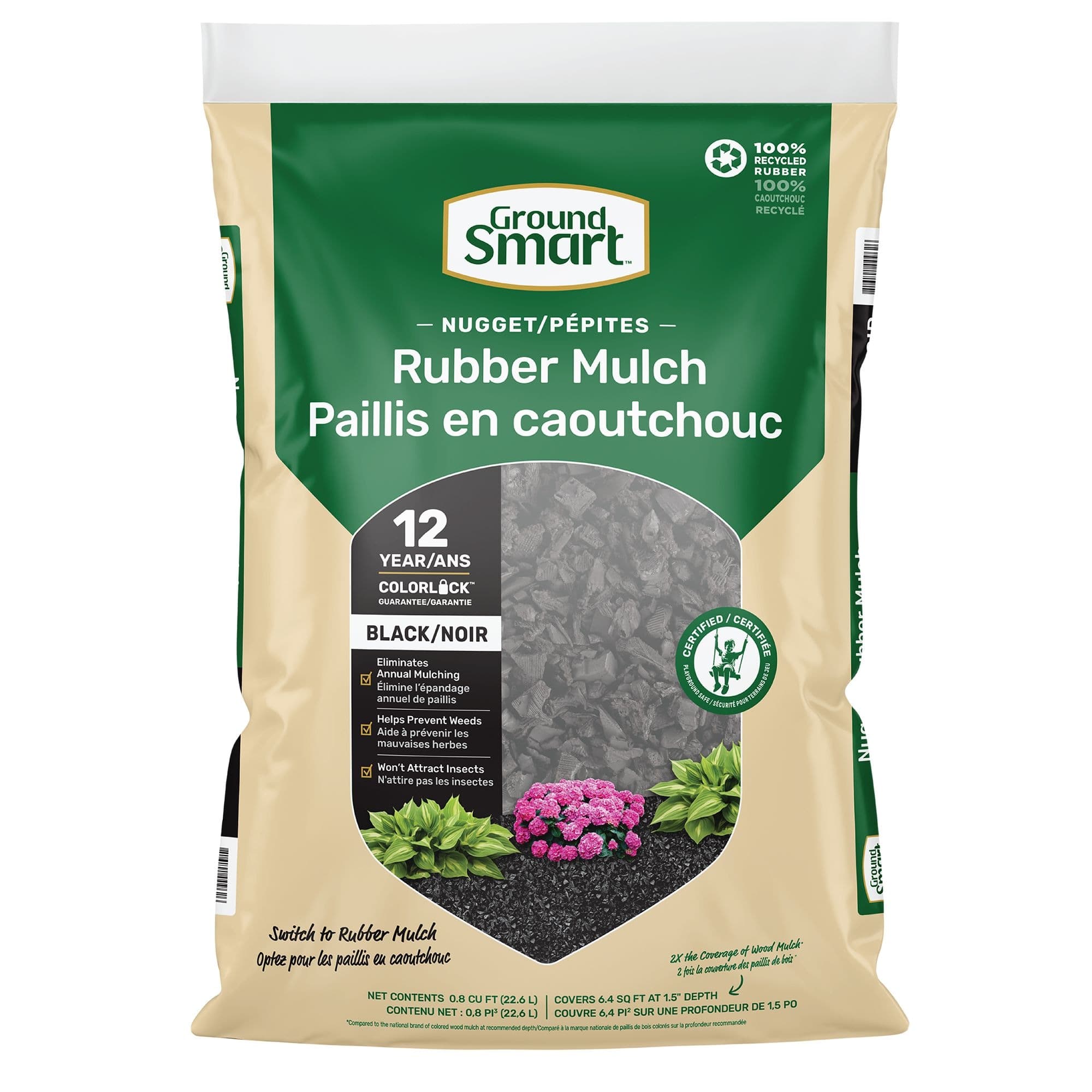 GroundSmart™ Rubber Mulch, Espresso Black, 22.6-L