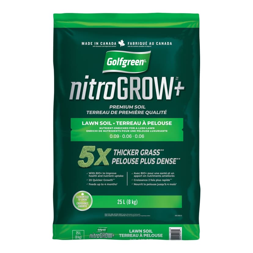 Golfgreen Nitrogrow+ Premium Lawn Soil, 5X Thicker, 25-L