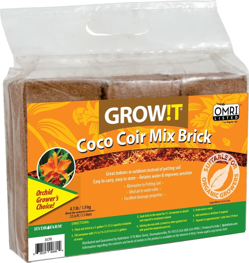 GROWIT Coco Coir Mix Brick, 650-g, 3-pk