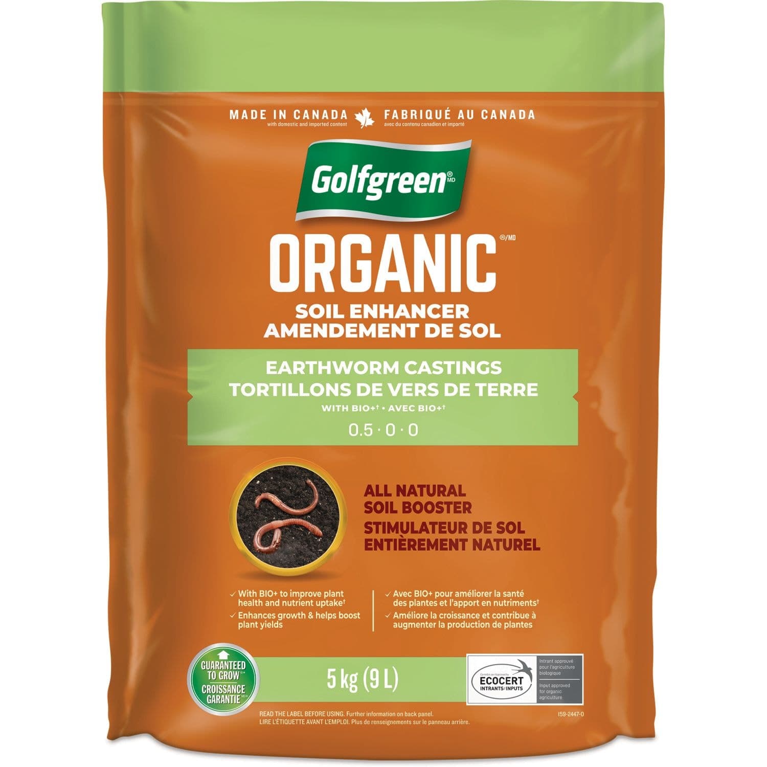 Golfgreen 0.5-0-0 Organic Worm Castings Soil Booster, 9L