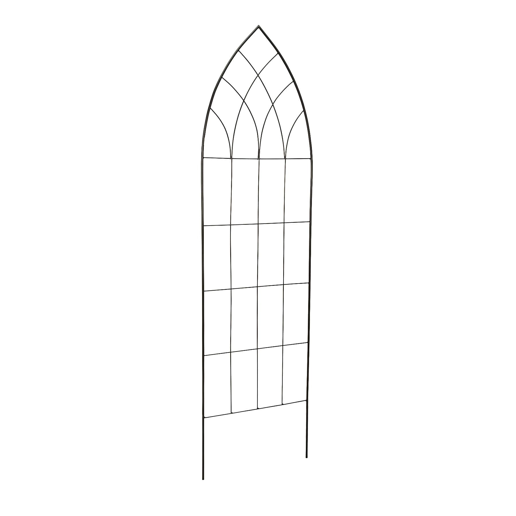 Panacea Flat Cathedral Metal Trellis, 72-in, Black