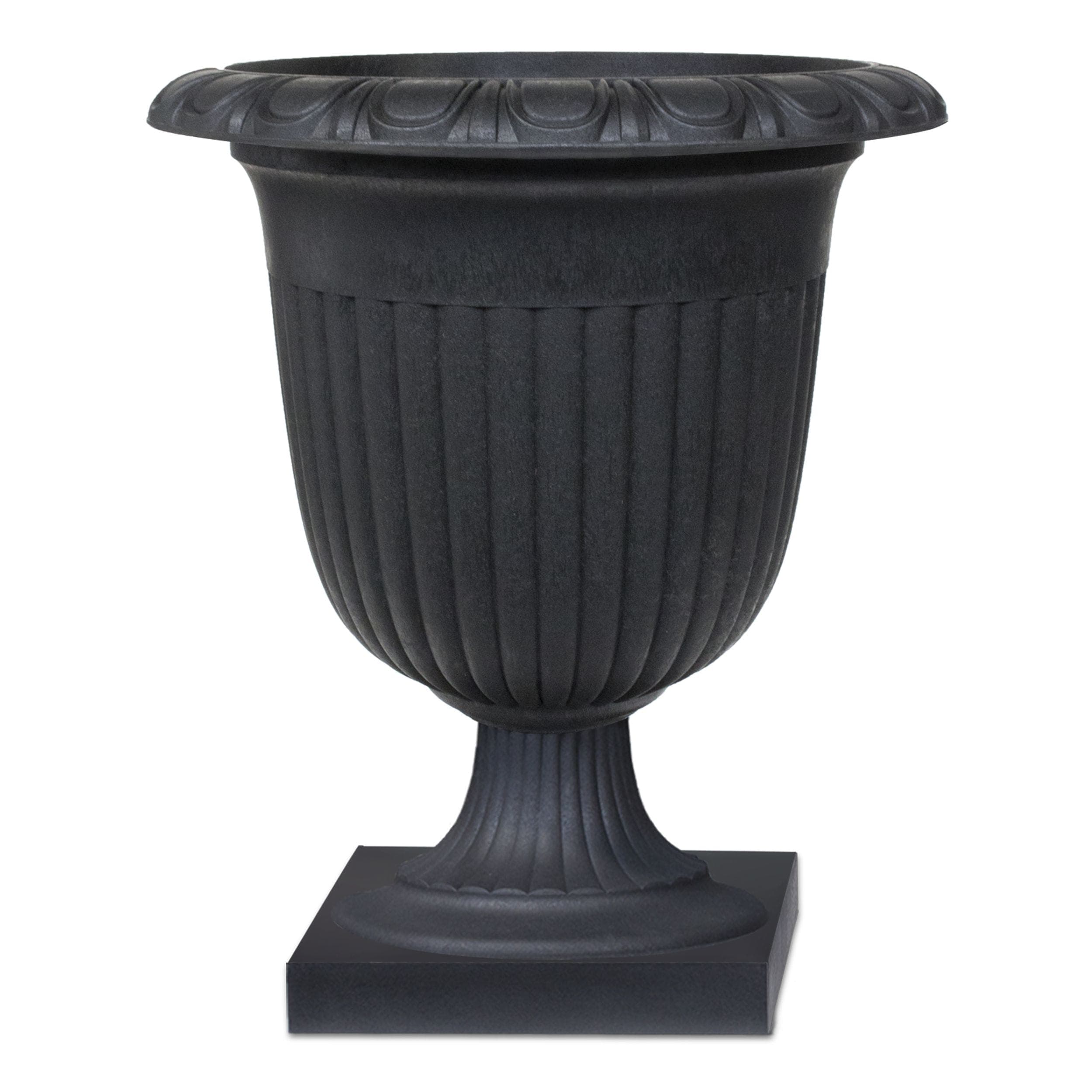 CANVAS Tuxedo Urn Self Watering Round Planter, 19.5-in W x 23-in H x 19.5-in D, Black