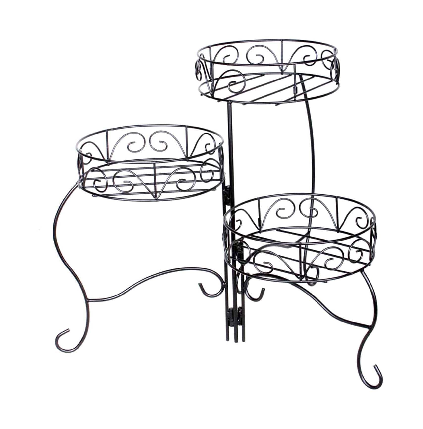 Panacea 3-Tier Plant Stand, Foldable, 20-in (50.8 cm), Black