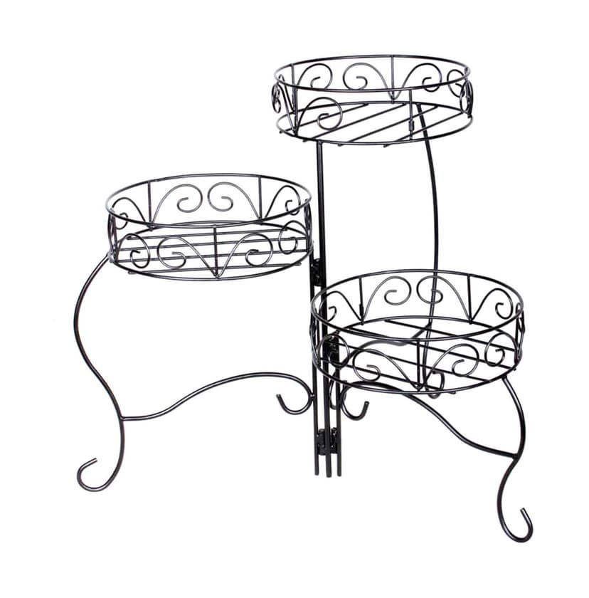 Panacea 3-Tier Plant Stand, Foldable, 20-in (50.8 cm), Black