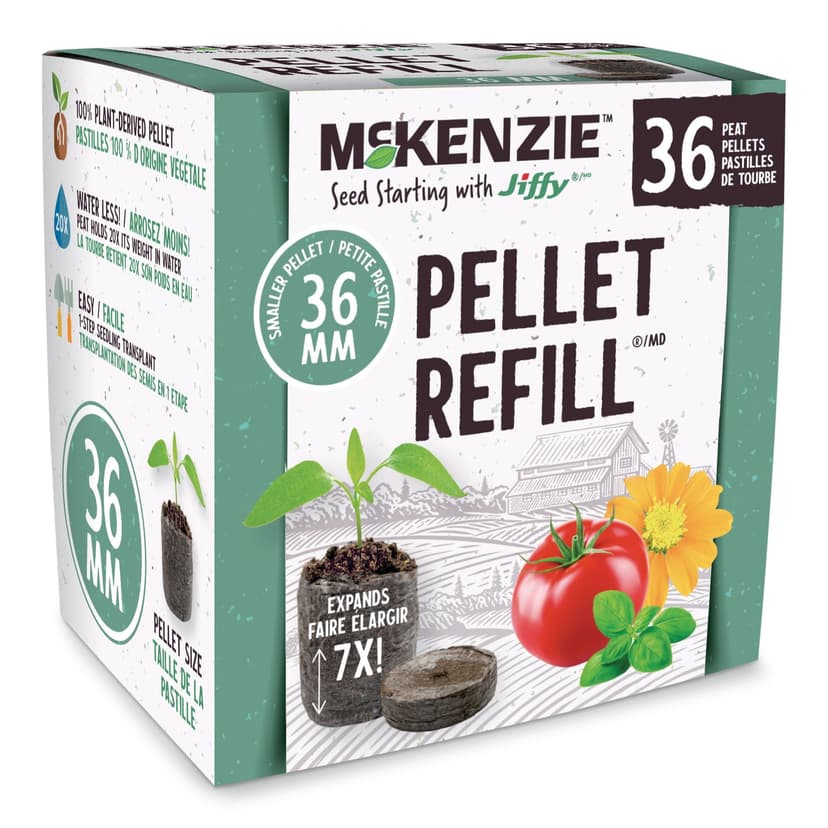 McKenzie with Jiffy Seed Starter Peat Pellets Refill, 36-pk, 36 mm