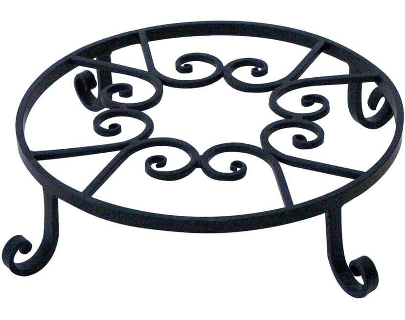 Forged Metal Potted Plant Stand, Decorative Pot Trivet, 10-in, Black