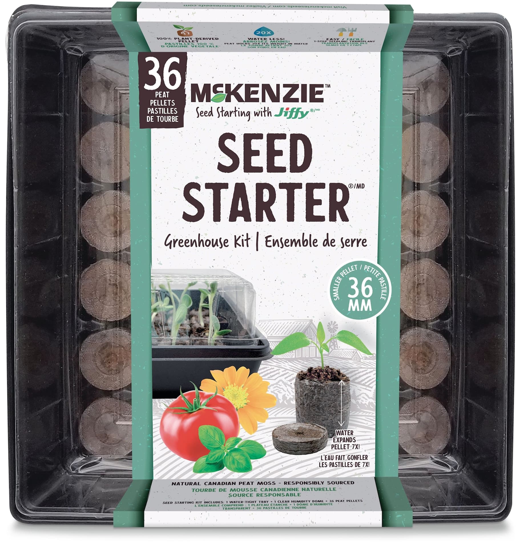 McKenzie with Jiffy Greenhouse Seed Starter Kit, 36 Peat Pellets, 36 mm