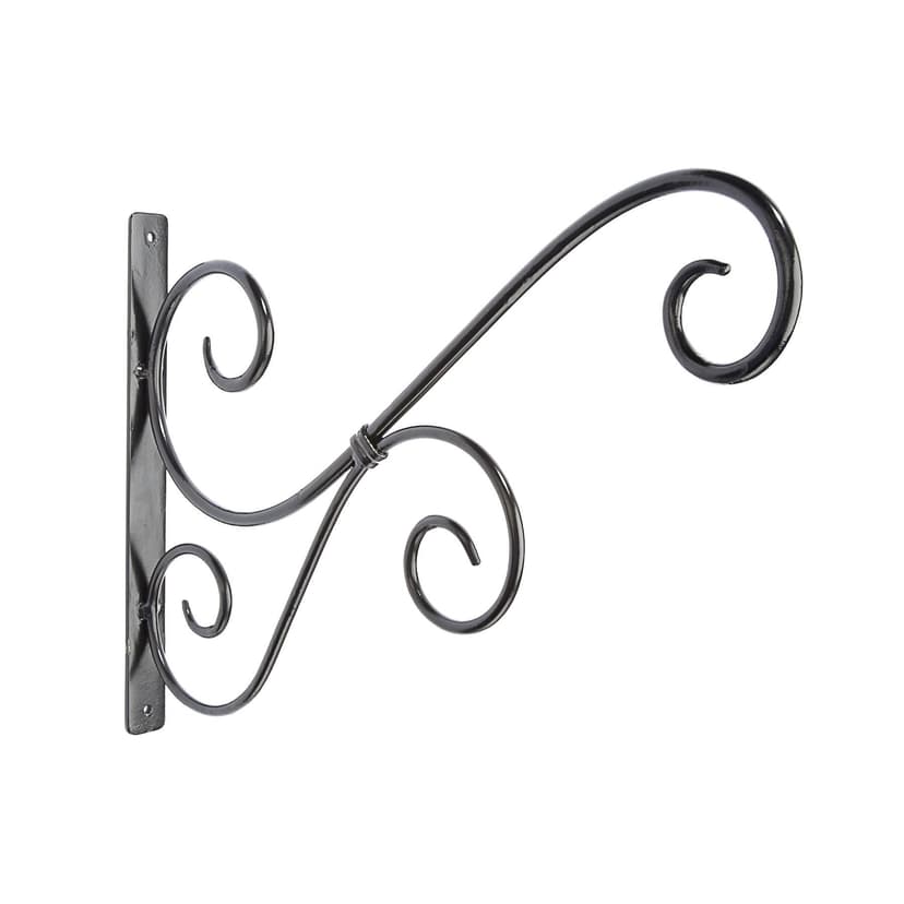Wall Hanging Metal Plant Scroll Hook/Bracket For Hanging Basket Planters, 15-in, Black