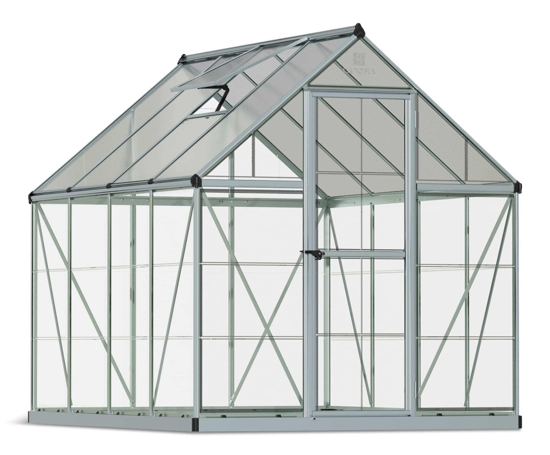 Palram Hybrid Greenhouse, 6-ft x 8-ft, Silver