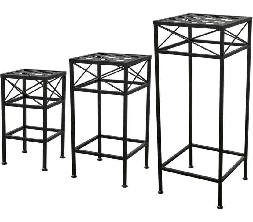 Panacea Square Tall Metal Nested Plant Stands, 3-pc, Black