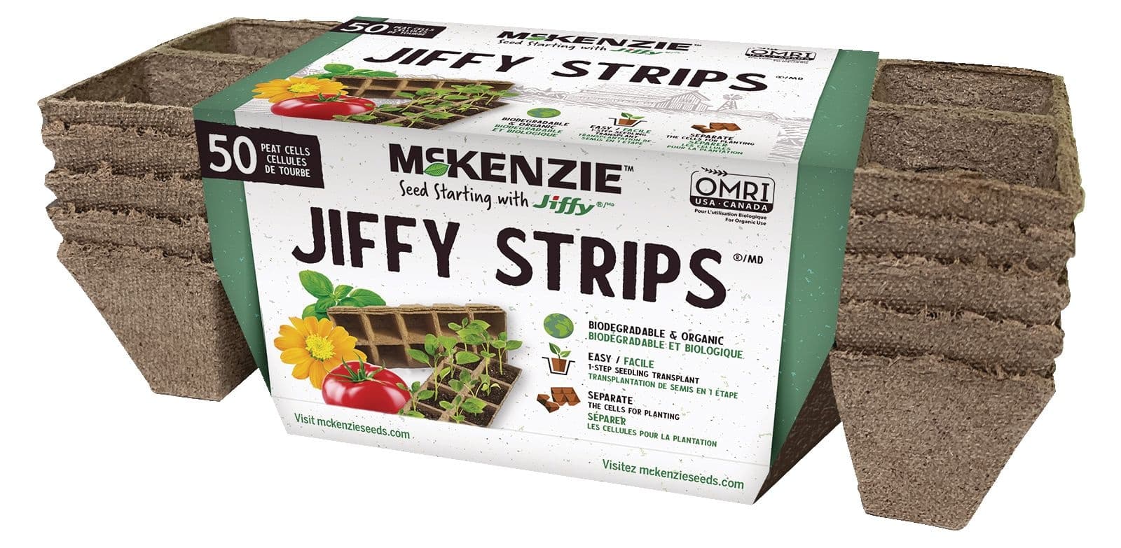 McKenzie Seeds Jiffy Peat Cell Fiber Growpots, 50-cell