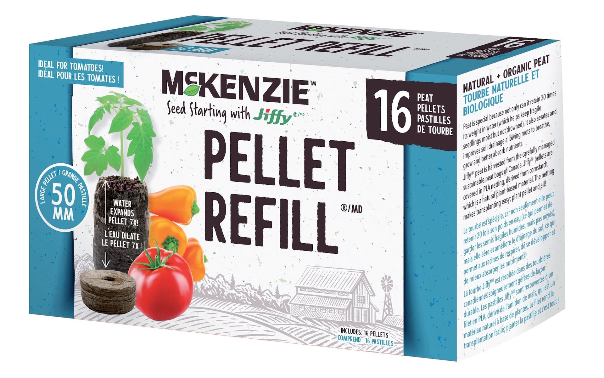 McKenzie Seeds Jiffy Tomato Peat Pellet Refills, 50-mm, 16-pk