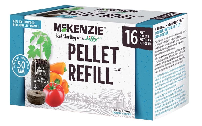 McKenzie Seeds Jiffy Tomato Peat Pellet Refills, 50-mm, 16-pk