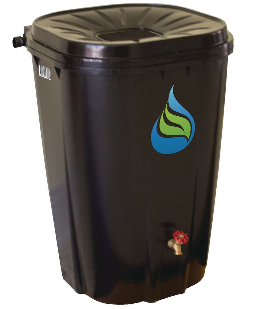 Enviro World Freegarden Square Flat Back Rain Barrel with Brass Spigot, Black, 200-L