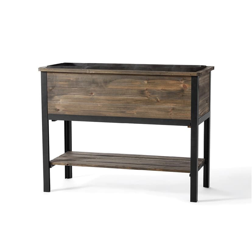 Panacea Urban Gardener Distressed Wood Elevated Planter with Shelf