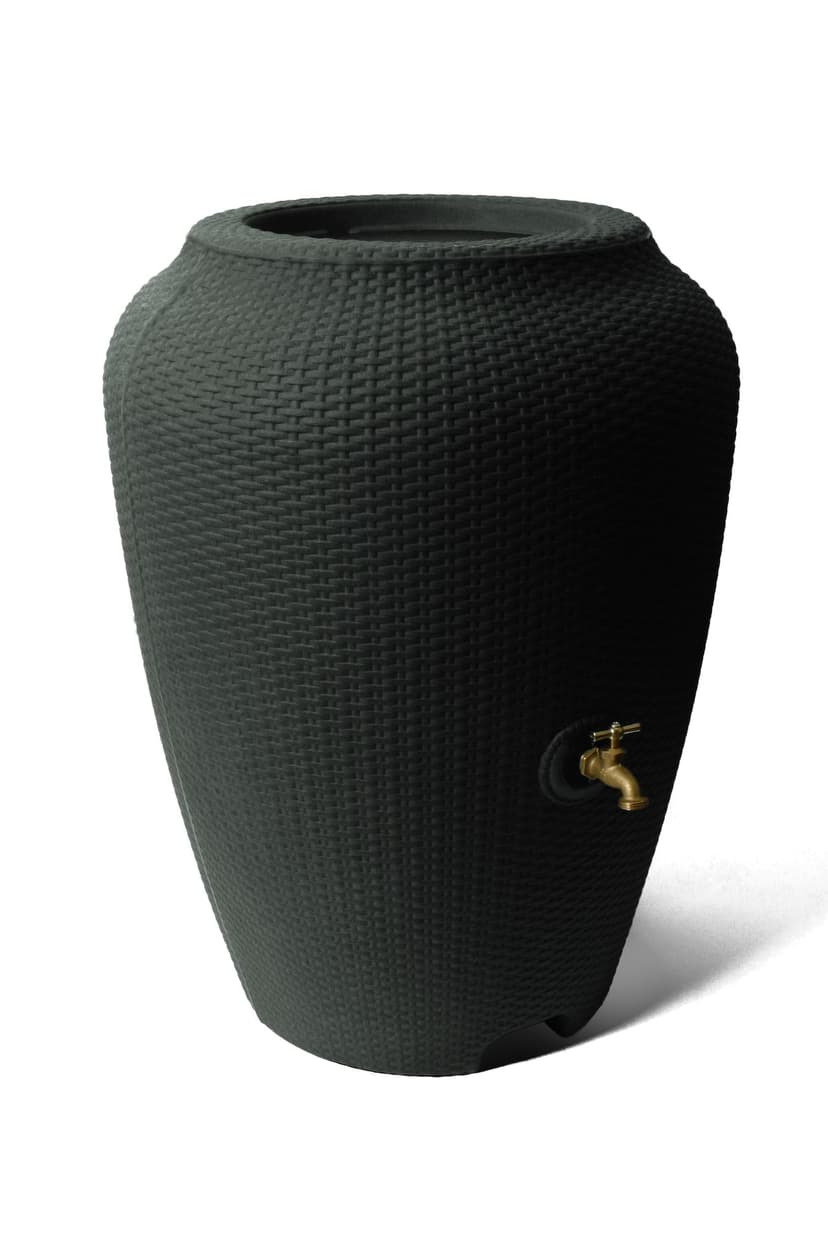 Algreen Wicker Rain Barrel, Black, 50-Gal