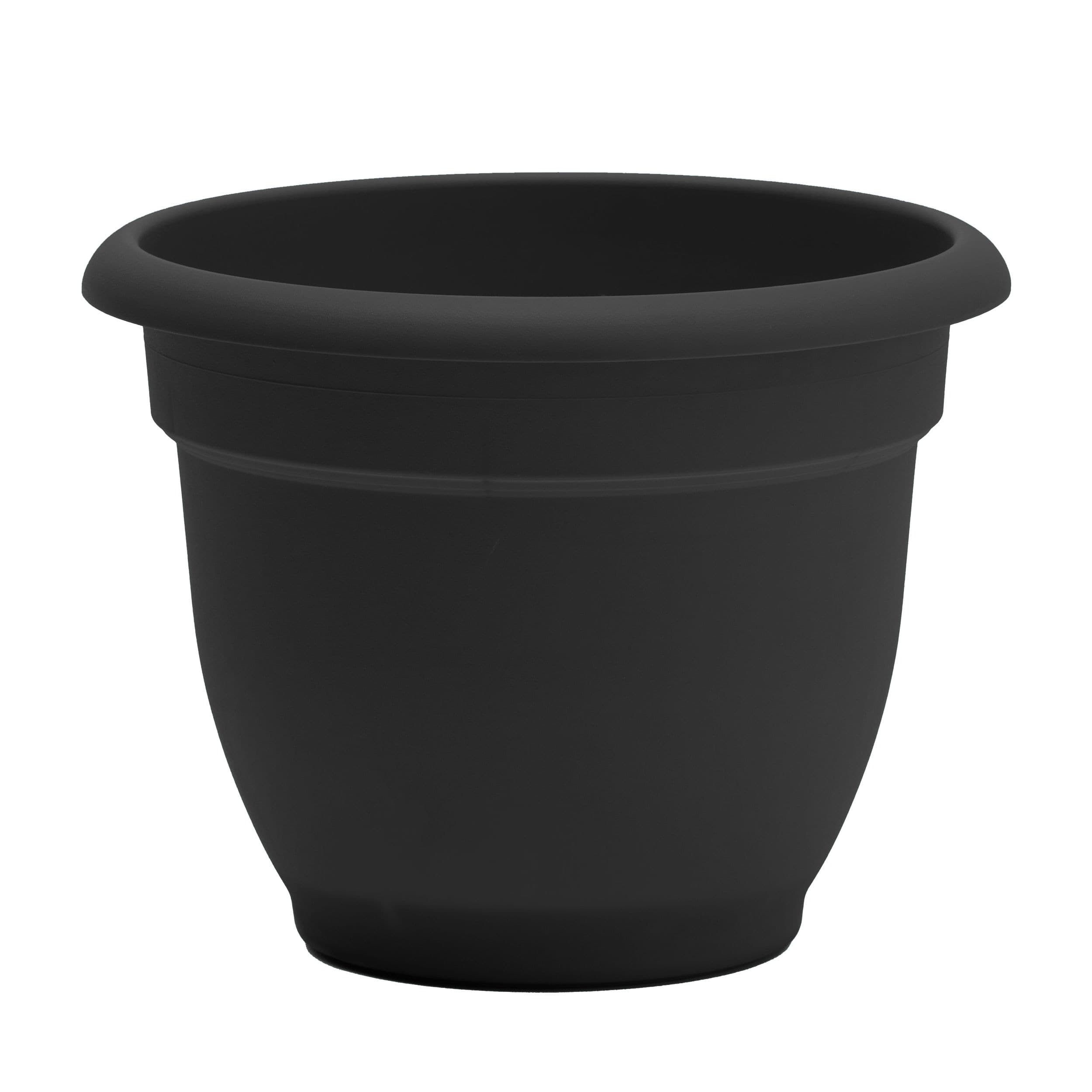Bloem Ariana Self Watering Plastic Round Planter, UV-Resistant, 10-in, Black