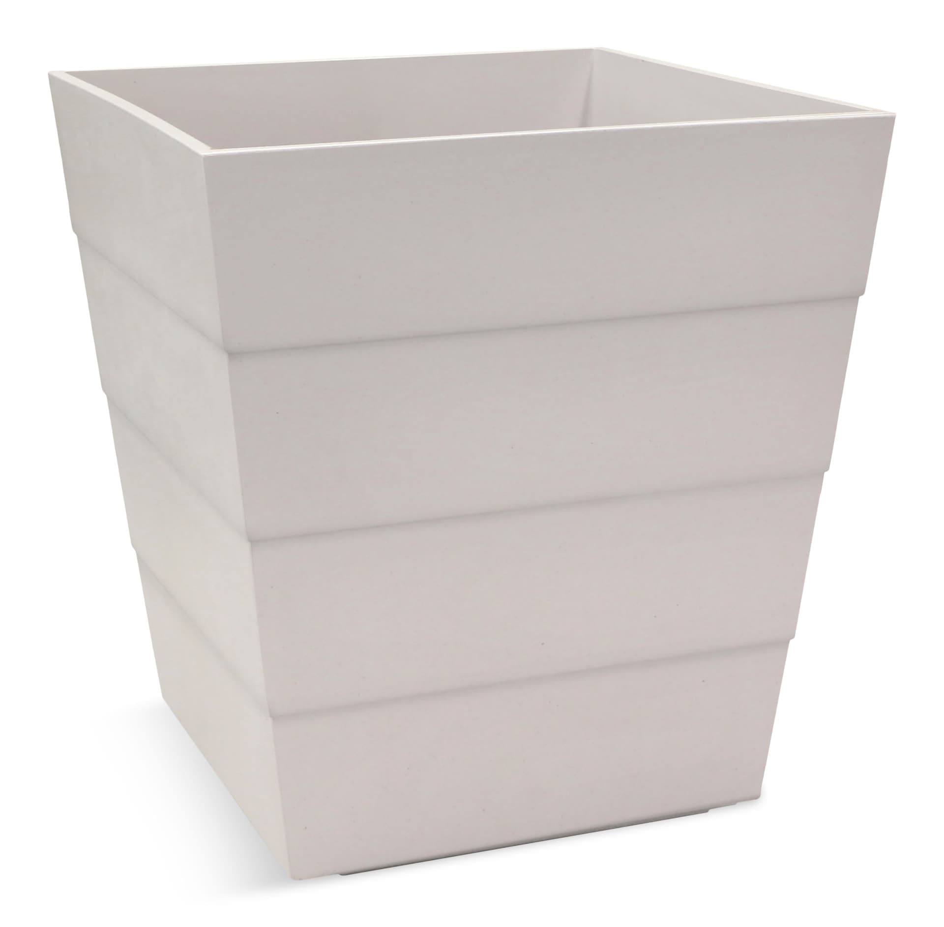 CANVAS Lineata Self Watering Resin Square Planter, 12-in W x 13-in H x 12-in D, Eggshell White