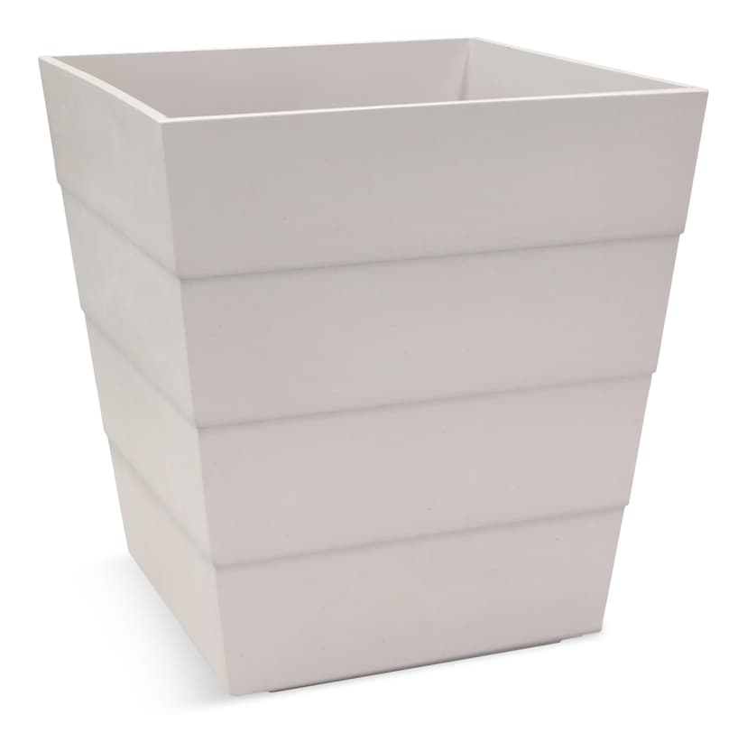 CANVAS Lineata Self Watering Resin Square Planter, 12-in W x 13-in H x 12-in D, Eggshell White