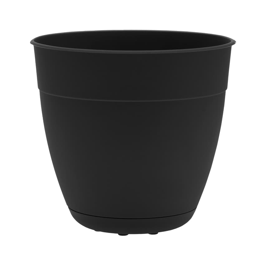 Bloem Dayton Round Planter, Plastic, 12-in W x 11-in H x 12-in D, Black