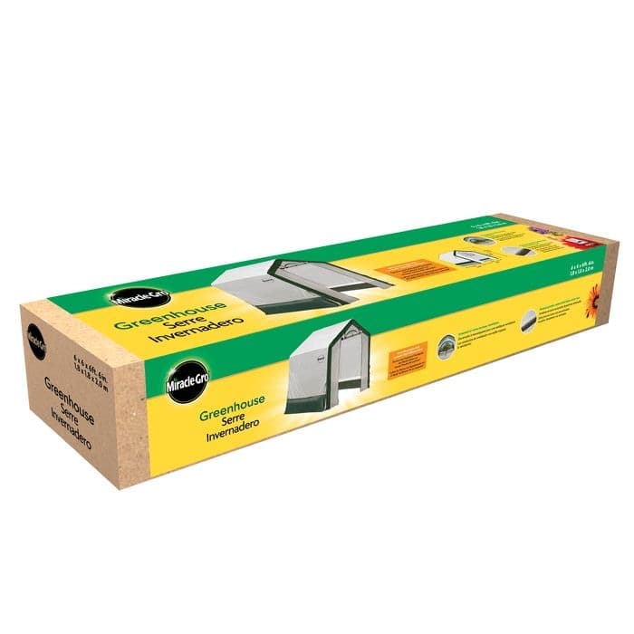 MiracleGro Greenhouse with Shelves & Cover, White, 6-ft x 8-ft