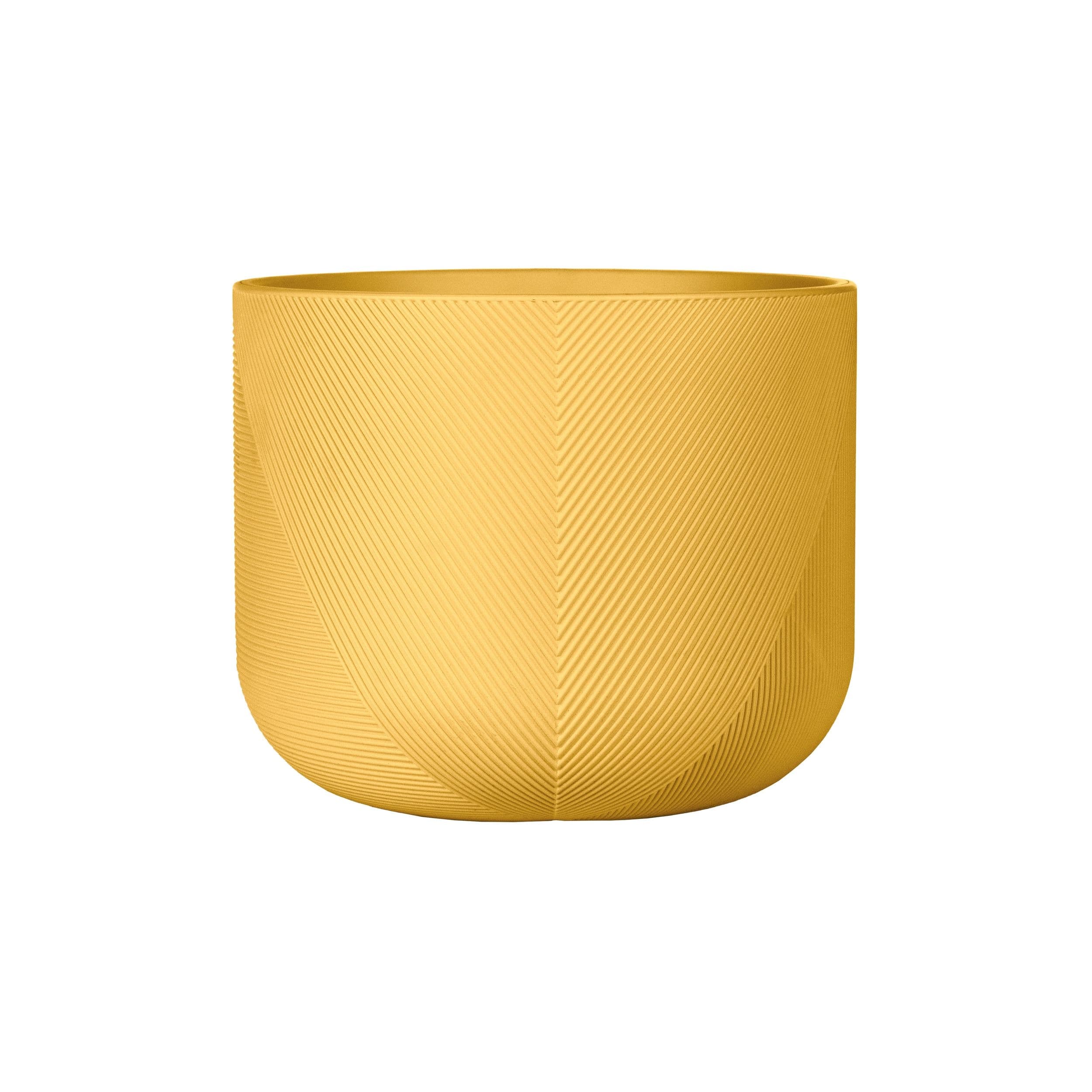 Garant Gavin Short Round Resin Planter, Indoor/Outdoor, Yellow Ochre, 14-in